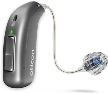 Hearing aid model by Oticon at Aim Hearing & Audiology Services